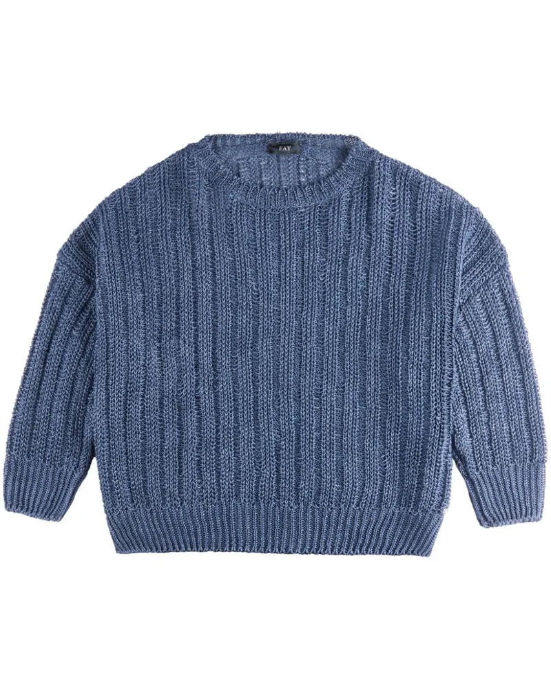 Fay Pullover mit Lochstrickmuster - Blau Blau
