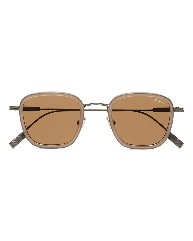 Ermenegildo Zegna Sonnenbrille mit eckigem Gestell - Braun Braun