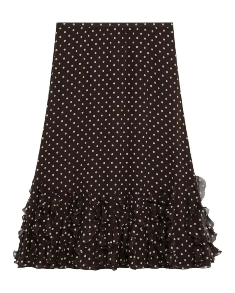 Valentino Garavani polka-dot ruffled skirt - Braun Braun
