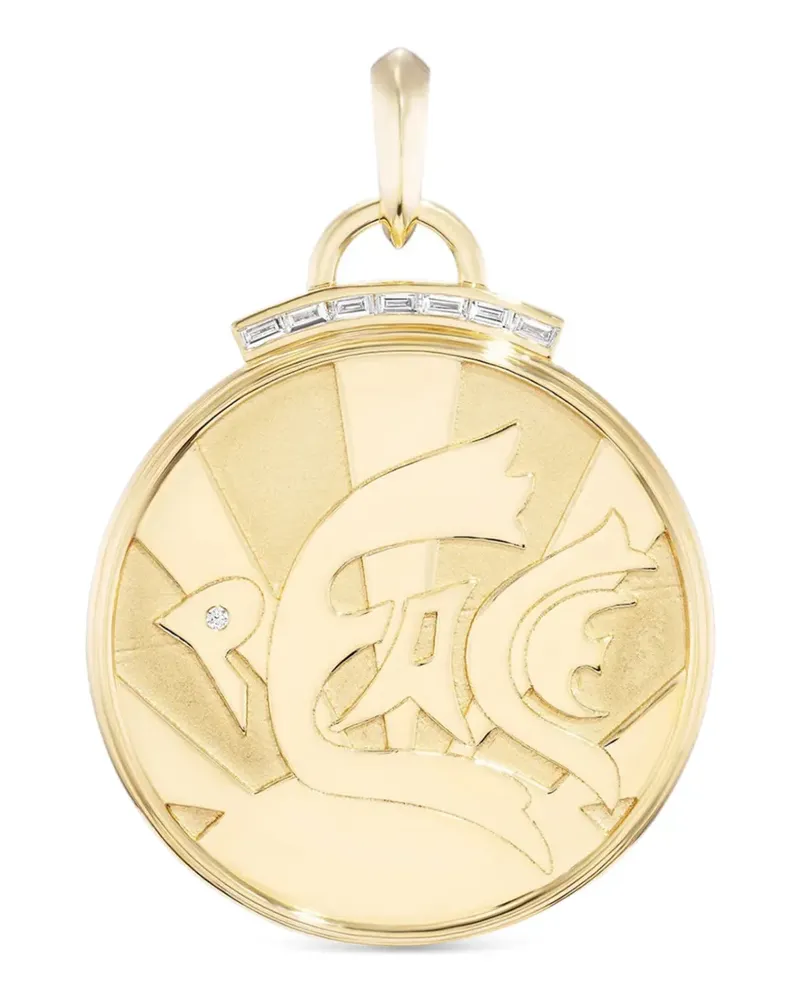 Sorellina 18K yellow gold Peace Coin diamond pendant Gold