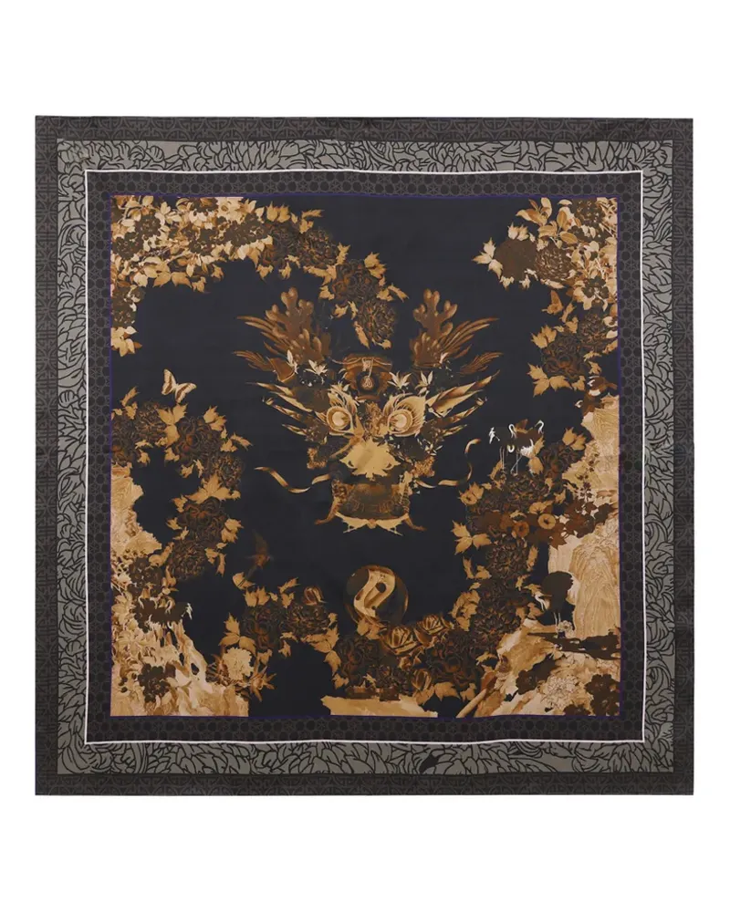 Shanghai Tang x Jacky Tsai Flower Dragon scarf - Schwarz Schwarz