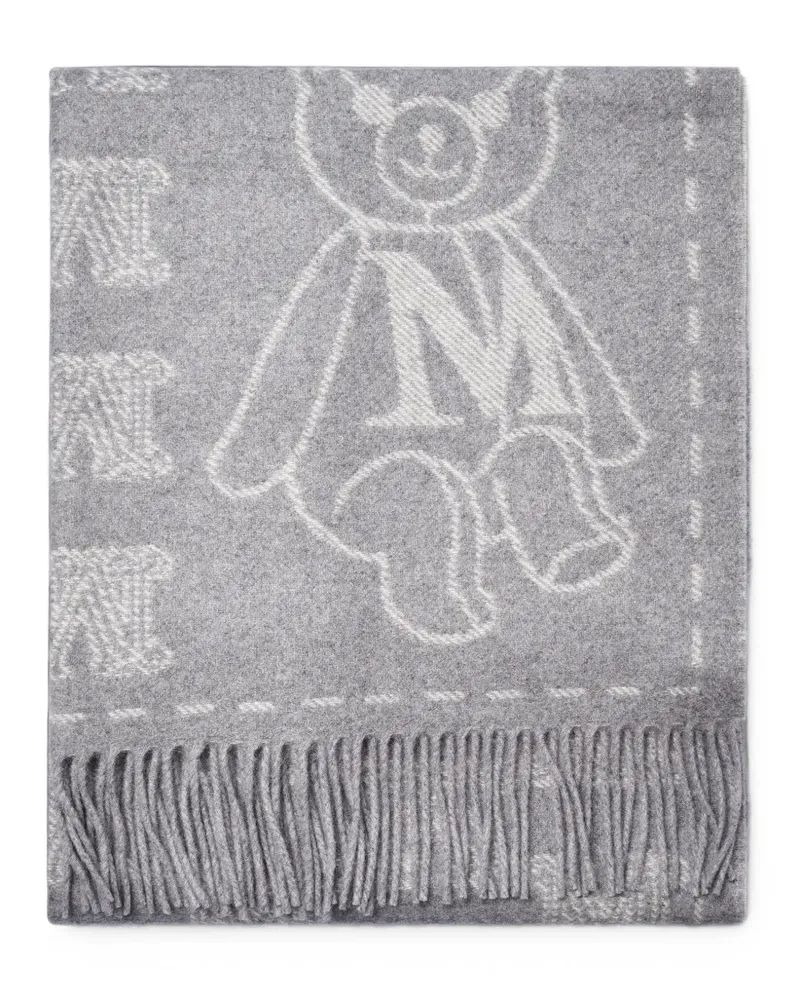 Max Mara teddy bear-motif cashmere scarf - Grau Grau