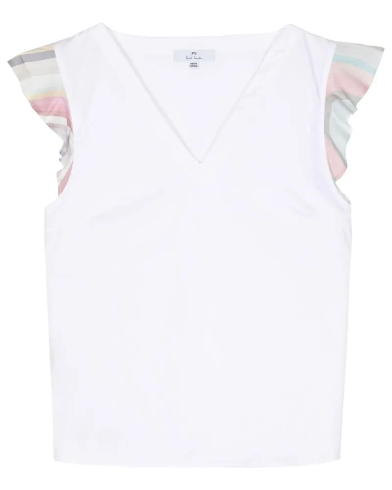 Paul Smith T-Shirt mit Rüschen Weiß