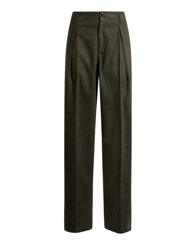 Etro wool-blend jacquard trousers with Pegaso buttons - Grün Grün