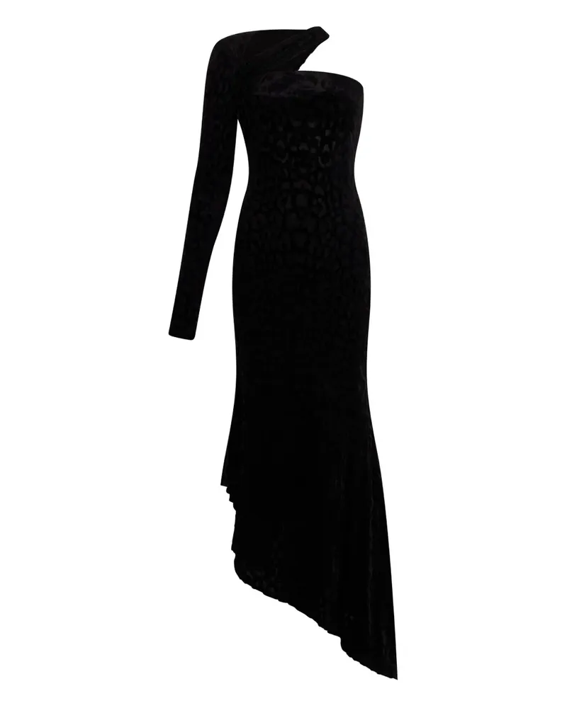 Roberto Cavalli Asymmetrisches Samtkleid - Schwarz Schwarz