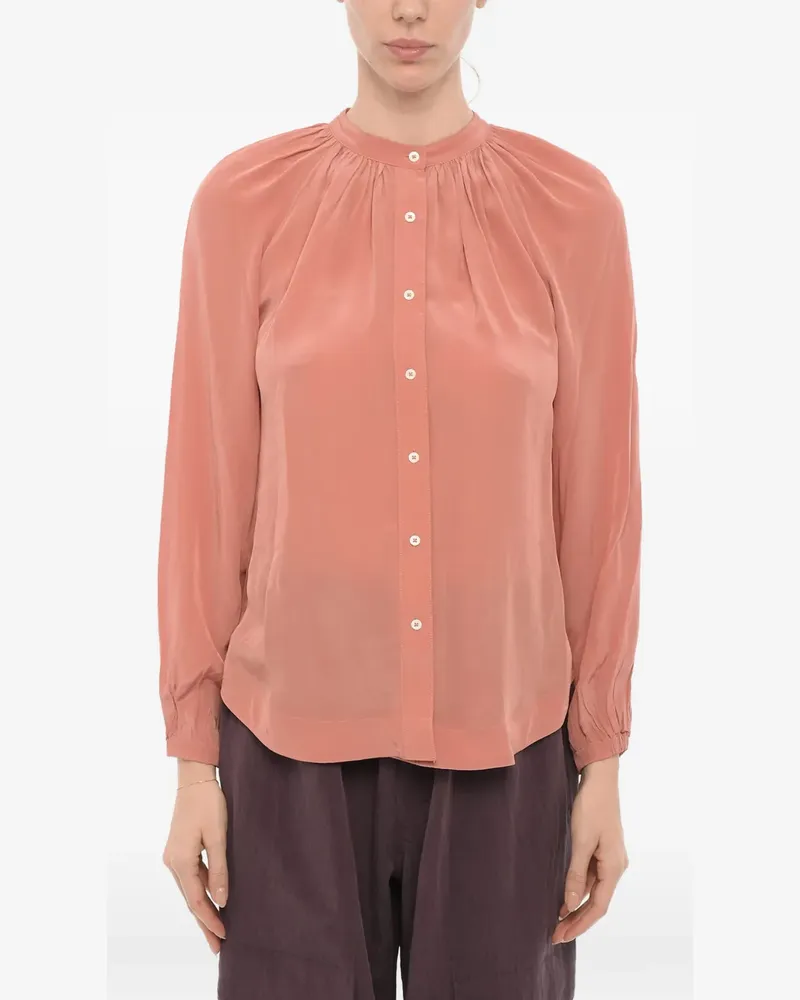 AllSaints Plissiertes Hemd mit Mandarinkragen - Rosa Rosa