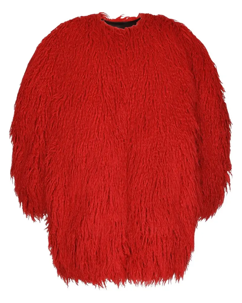Dolce & Gabbana Einreihiger Mantel aus Faux Fur - Rot Rot