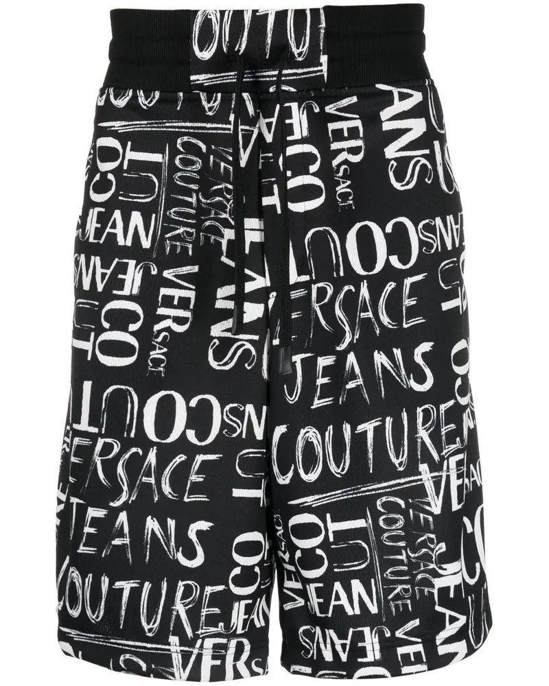 Versace Jeans Joggingshorts mit Logo-Print - Schwarz Schwarz