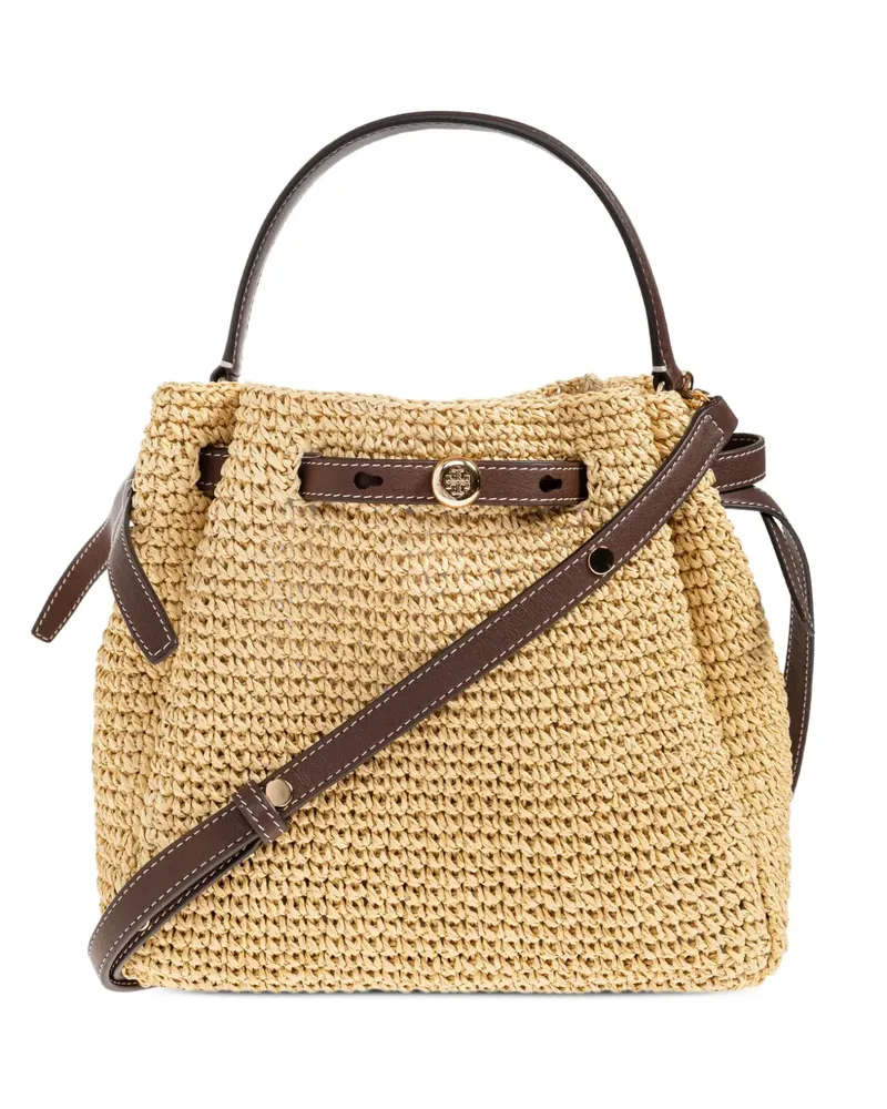 Tory Burch Romy leather trim paper tote bag - Nude Nude