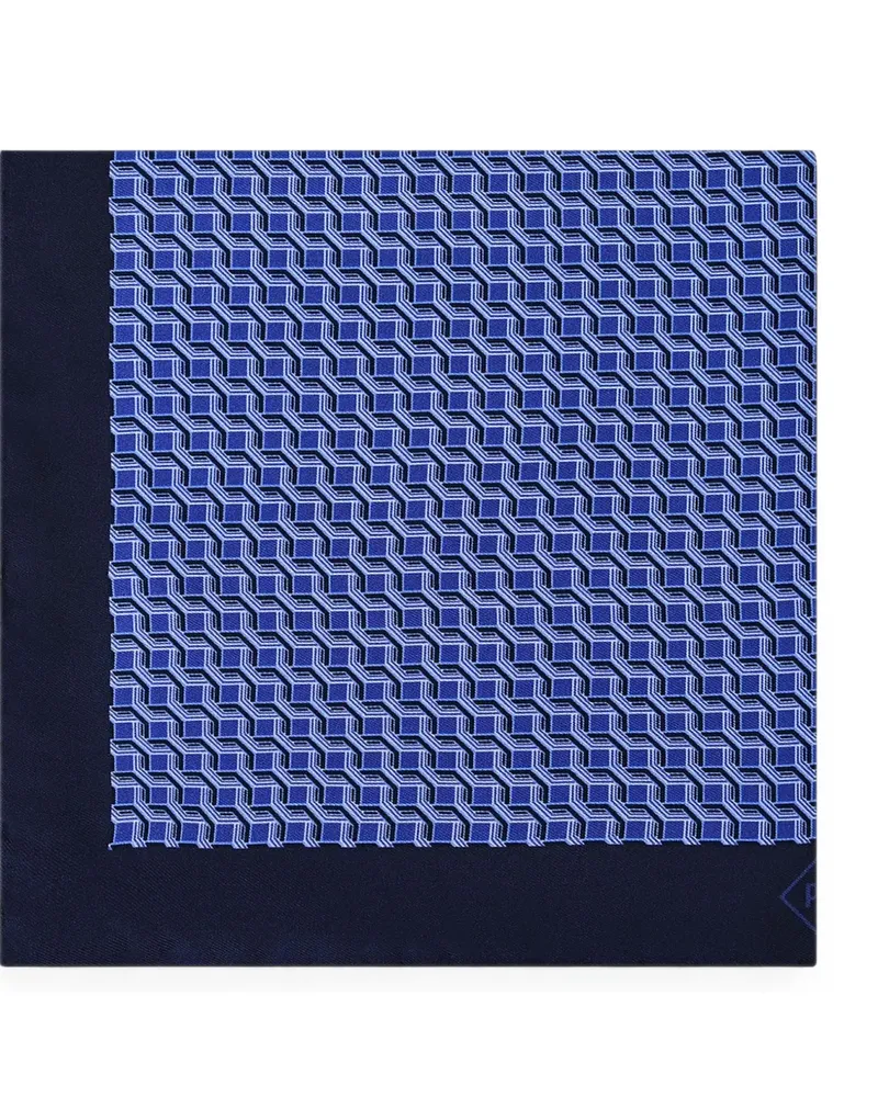 Pal Zileri Geometrisch gemusterter Seidenschal - Blau Blau