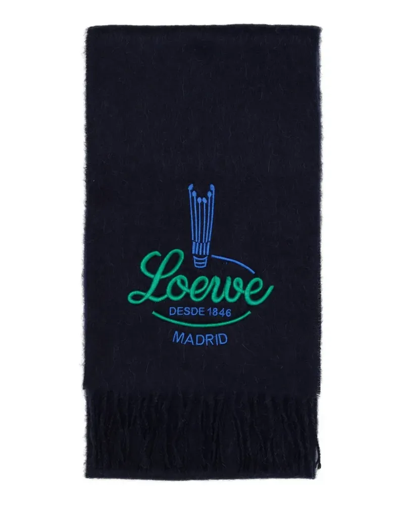 Loewe Schal mit Logo-Stickerei - Blau Blau