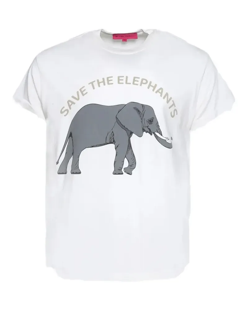 The Elder Statesman T-Shirt mit Elefanten-Print - Weiß Weiß