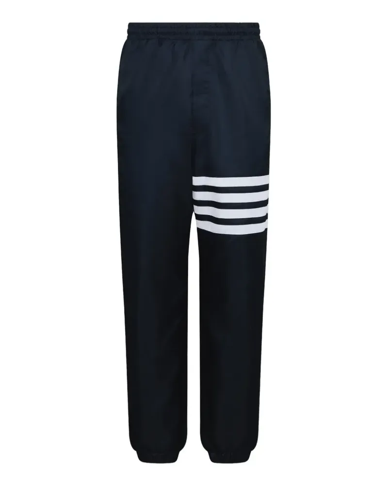 Thom Browne Glänzende Jogginghose mit Streifen-Logo - Blau Blau