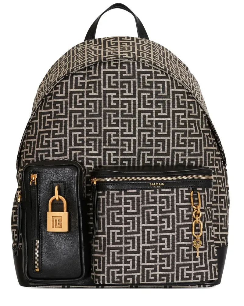 Balmain Pulse Rucksack aus Monogramm-Jacquard - Schwarz Schwarz