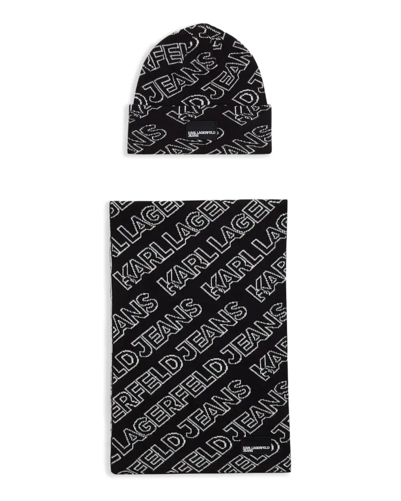 Karl Lagerfeld Schal-Set mit Monogramm - Schwarz Schwarz