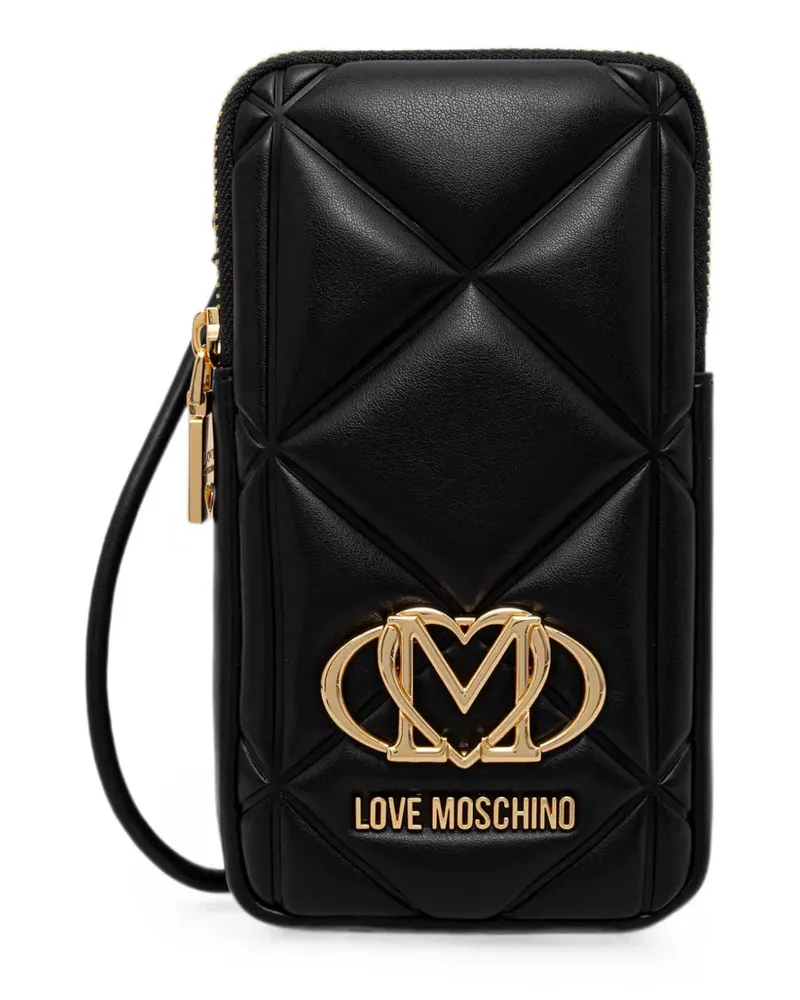 Moschino quilted logo-plaque phone bag - Schwarz Schwarz