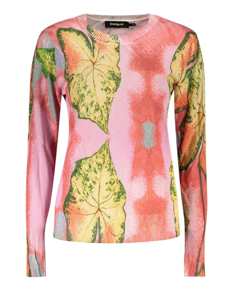 Desigual x Mr. Christian Lacroix Feinstrickpullover mit Blatt-Print - Rosa Rosa