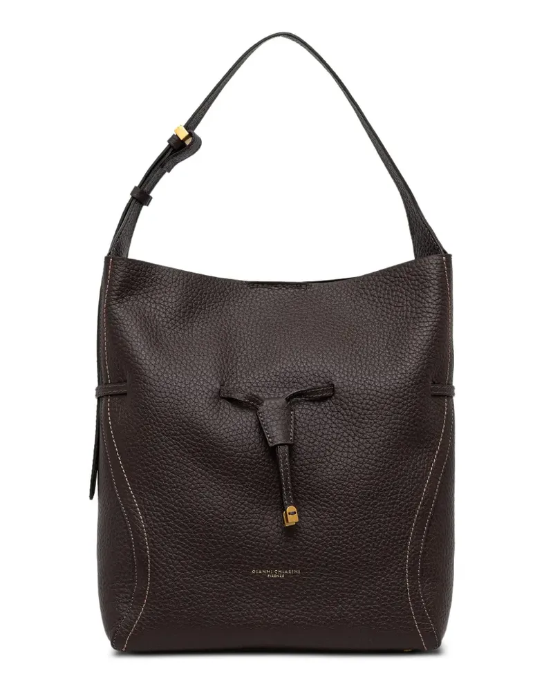 Gianni Chiarini Sienna Schultertasche aus gekörntem Leder mit Kordelzug - Braun Braun