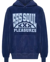 PLEASURES Fleece-Hoodie mit Logo-Print Blau