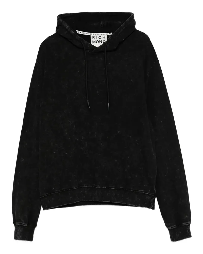 John Richmond Hoodie mit Acid-Wash-Effekt - Schwarz Schwarz