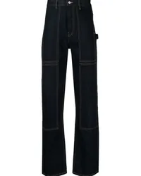 Helmut Lang Straight-Leg-Jeans mit Kontrastnähten Blau