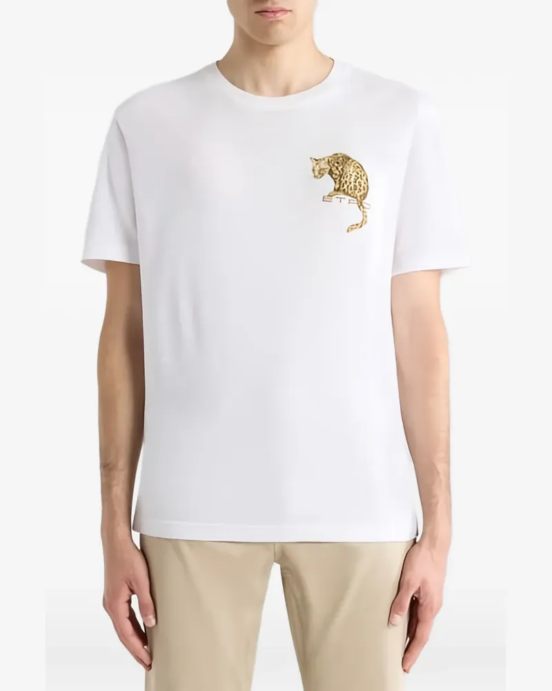 Etro Besticktes T-Shirt mit Leopardenmuster - Weiß Weiß
