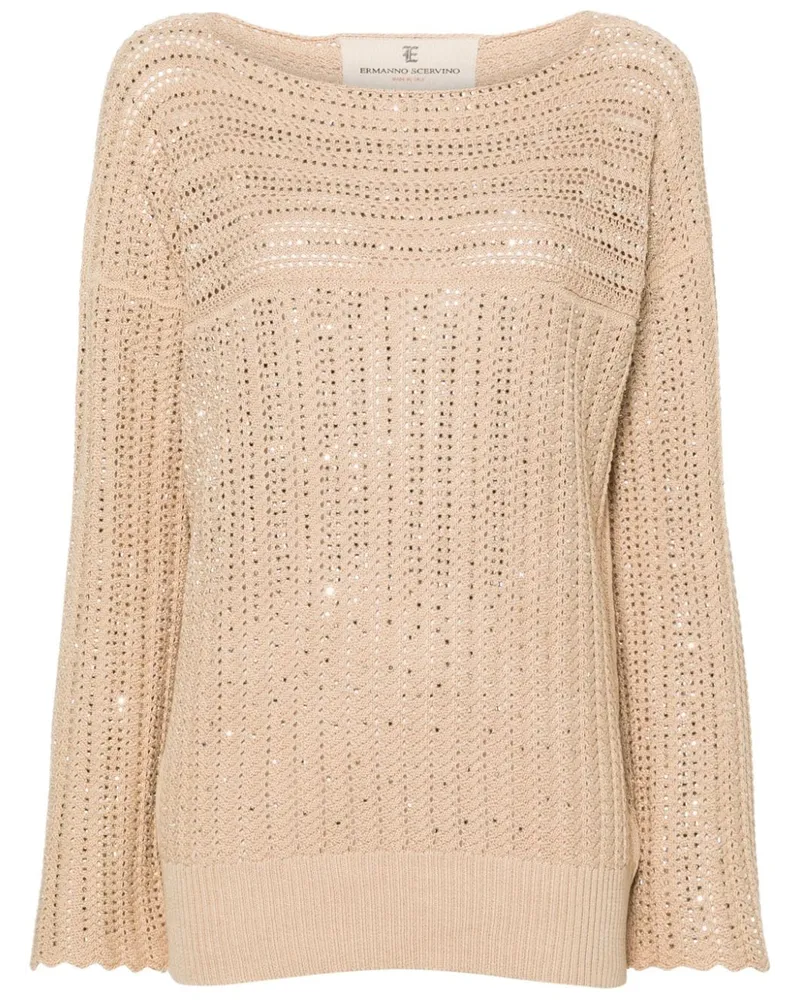 Ermanno Scervino Pullover mit Kristallen Nude