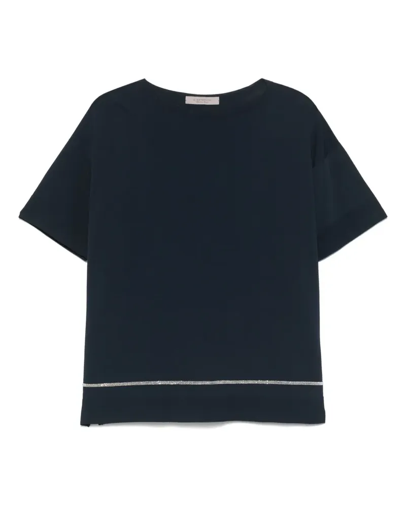 D.EXTERIOR T-Shirt mit Perlen - Blau Blau
