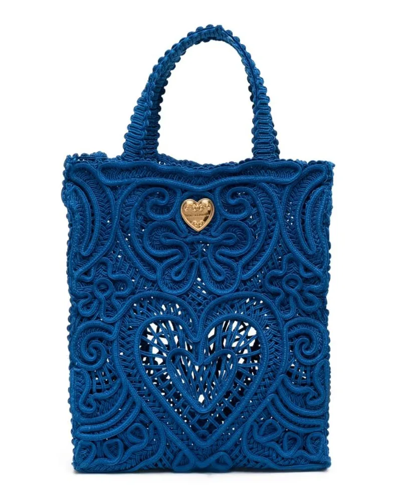 Dolce & Gabbana Mittelgroßer Beatrice Shopper aus Spitze - Blau Blau