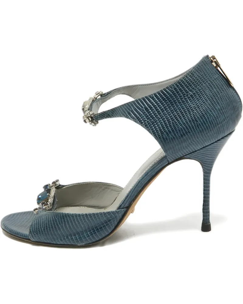 Sergio Rossi lizard-embossed crystal sandals - Blau Blau