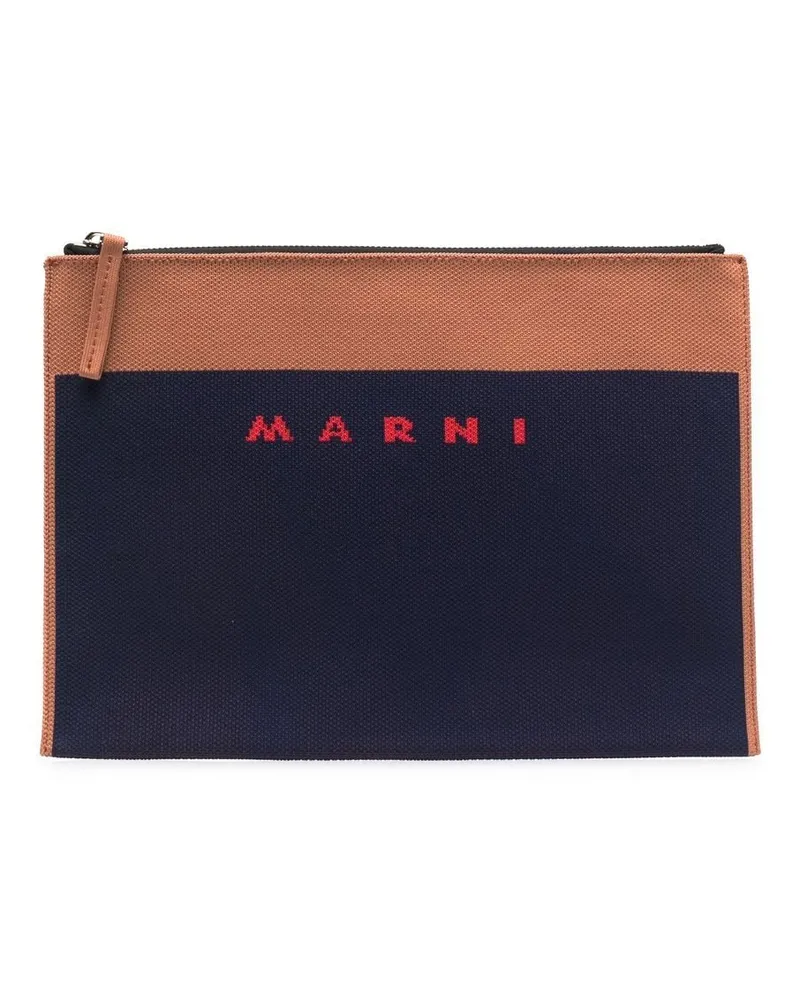 Marni Clutch mit Logo-Print - Blau Blau