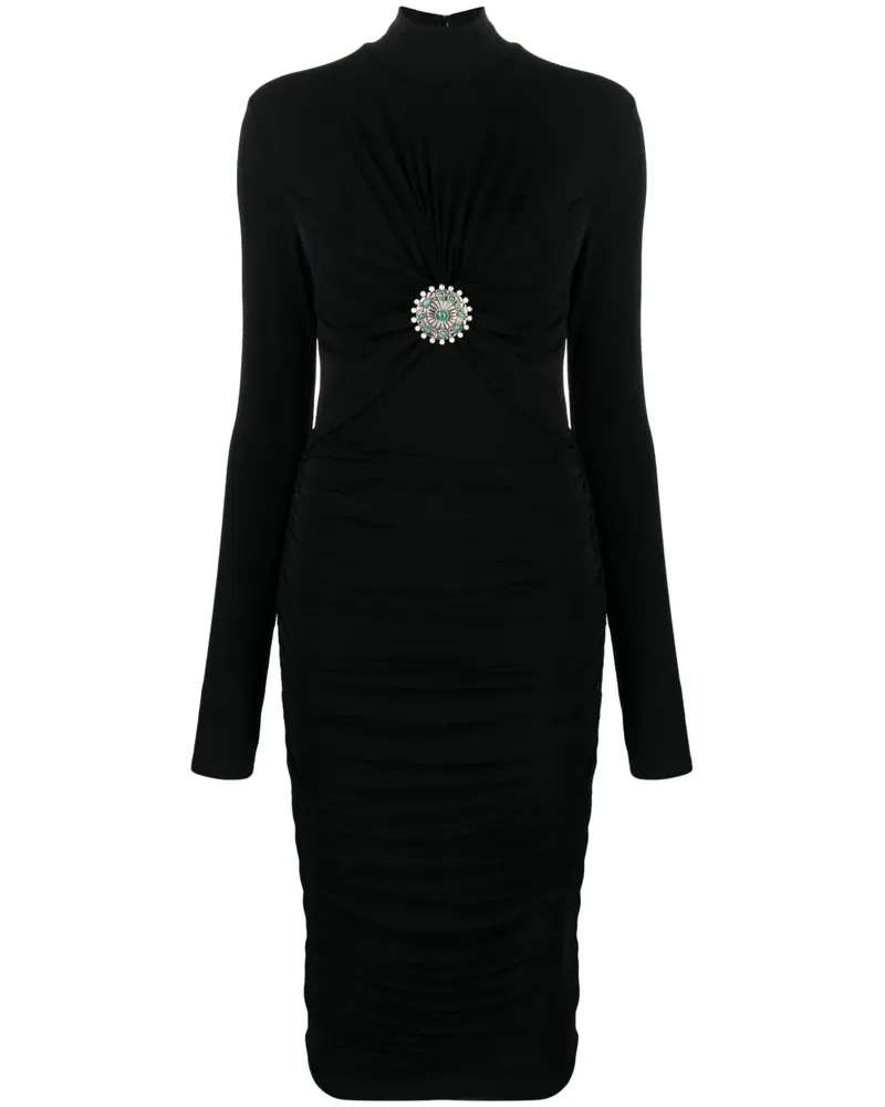 Roberto Cavalli Midikleid mit Applikationen - Schwarz Schwarz