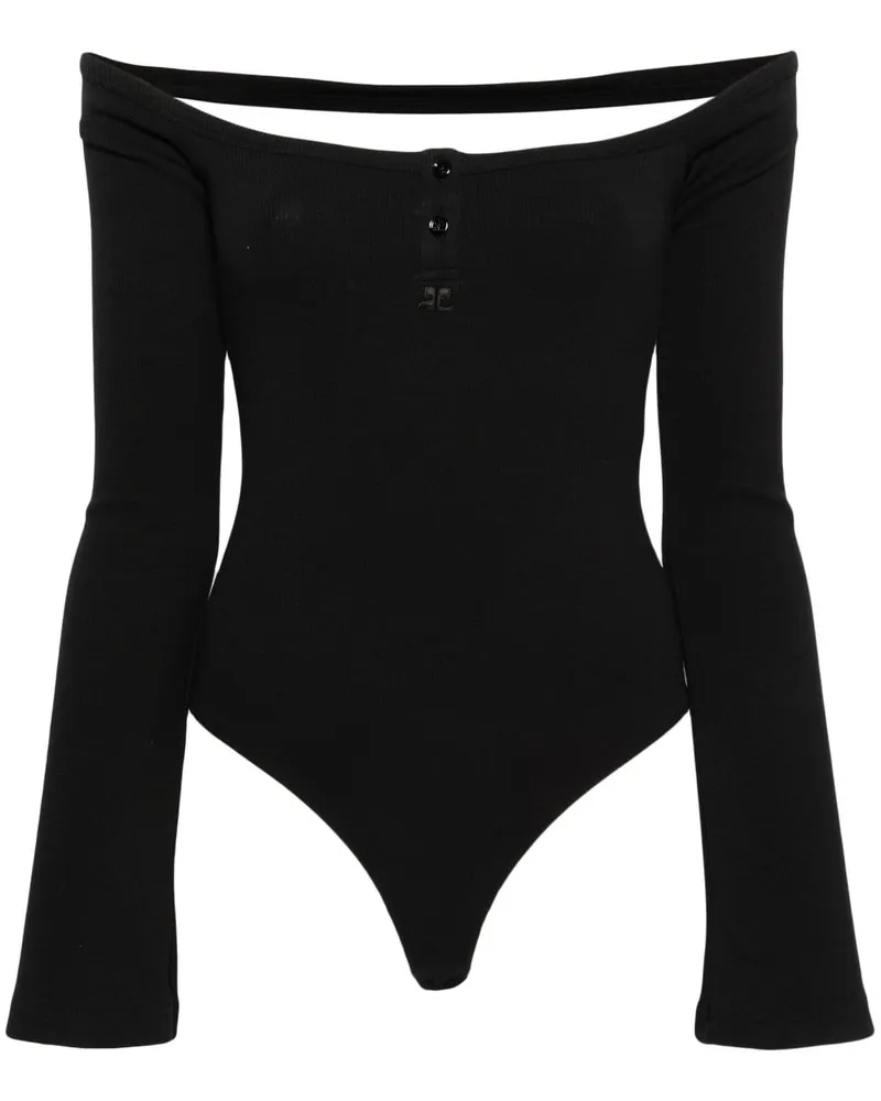Courrèges Hyperbole 90 Cold-Shoulder-Body - Schwarz Schwarz