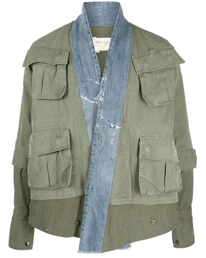 Greg Lauren Jacke im Military-Look Grün