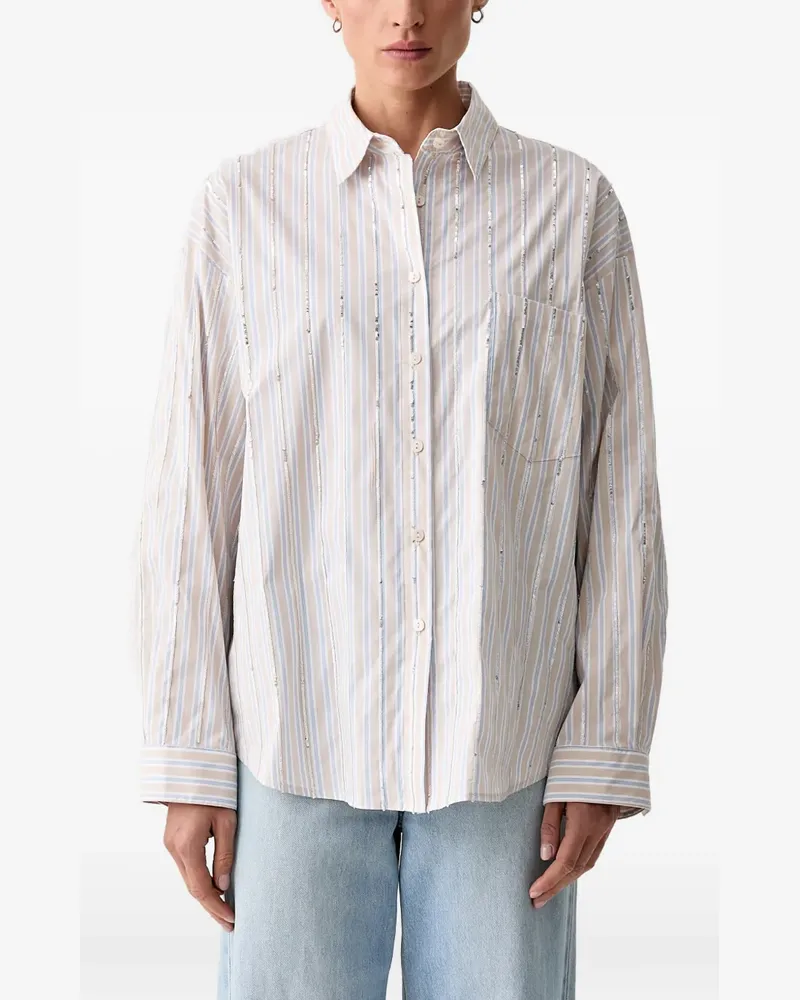 Isabelle Blanche embellished striped shirt - Nude Nude