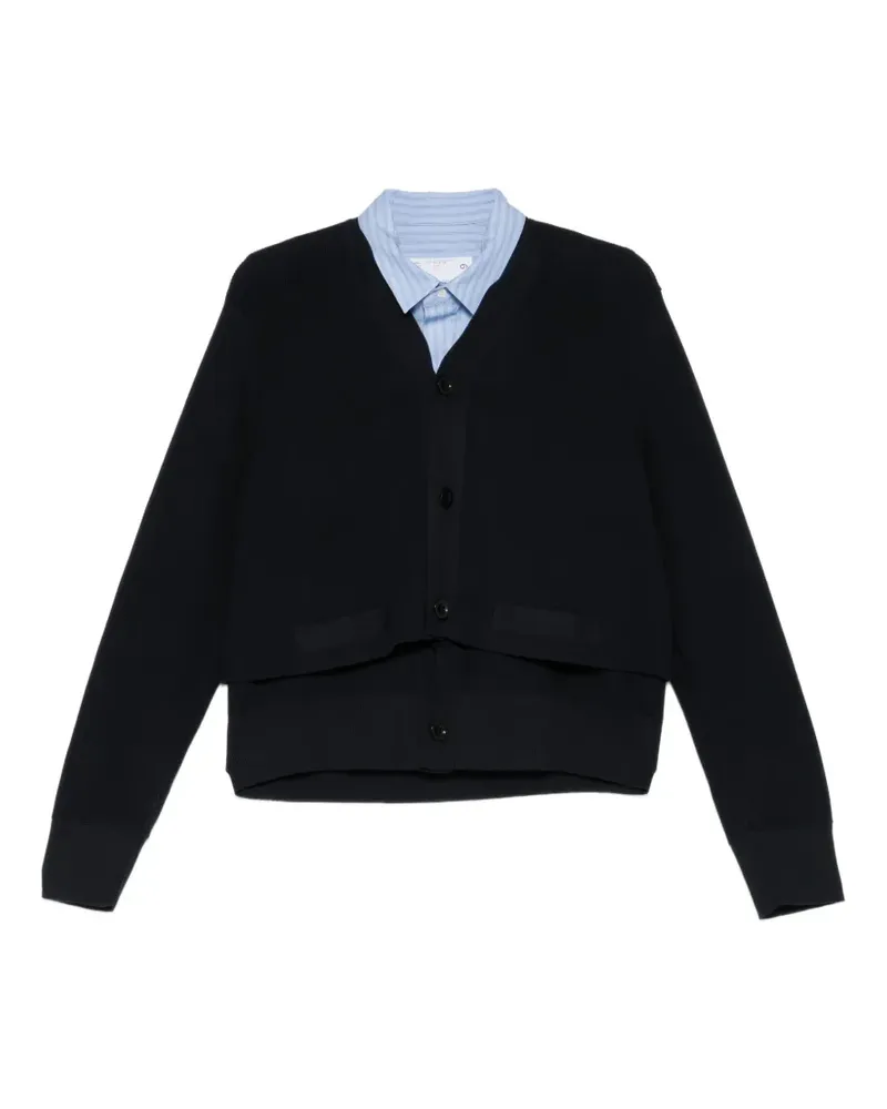 Sacai layered-design V-neck cardigan - Schwarz Schwarz