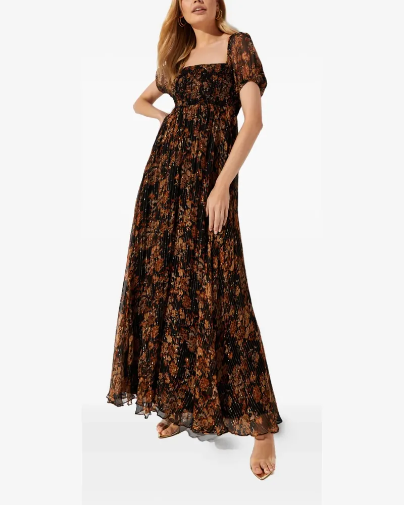 Caroline Constas floral-print square-neck maxi dress - Braun Braun