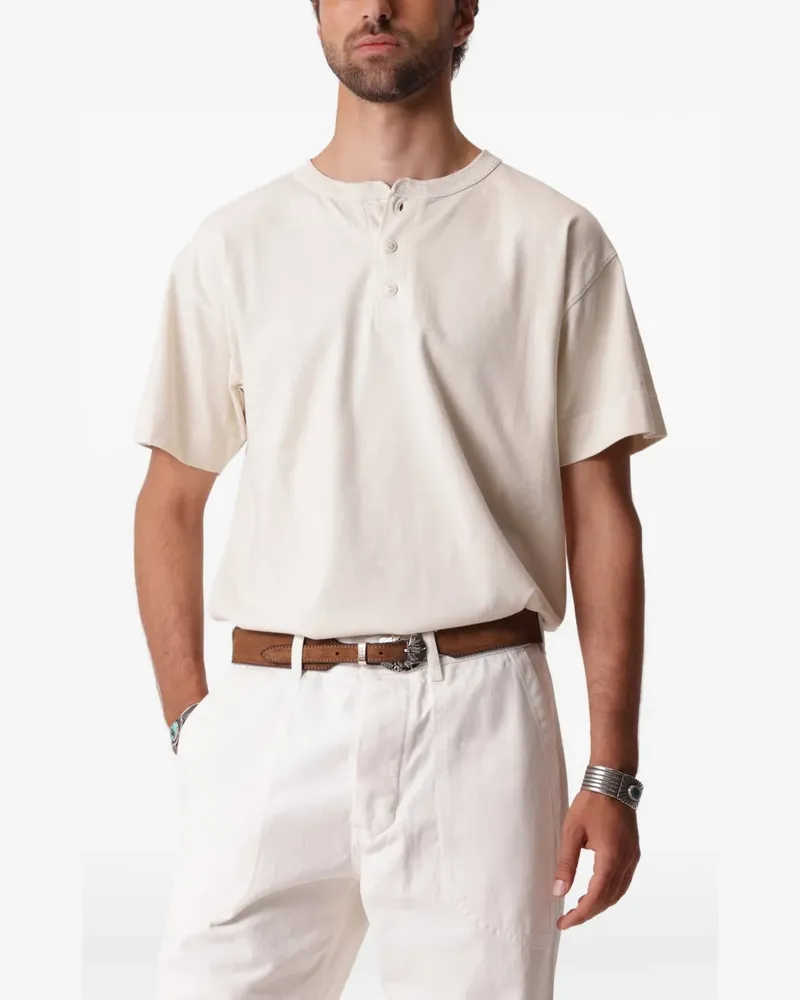 Fortela T-Shirt mit Henley-Kragen - Nude Nude