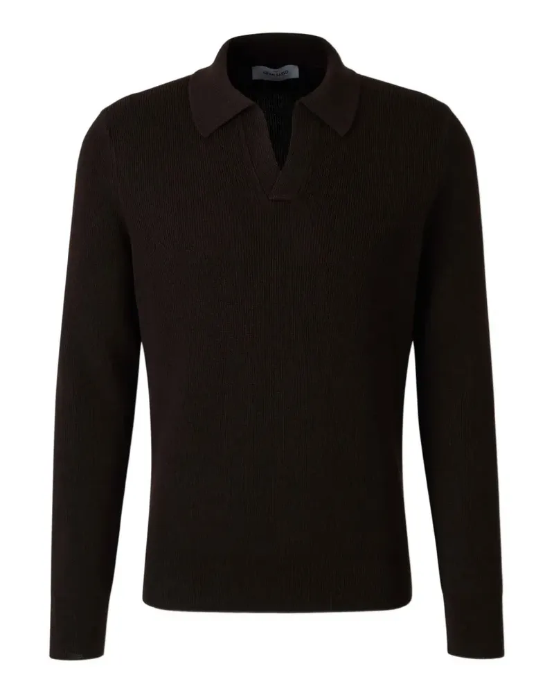 Gran Sasso Gerippter Pullover mit V-Ausschnitt - Braun Braun