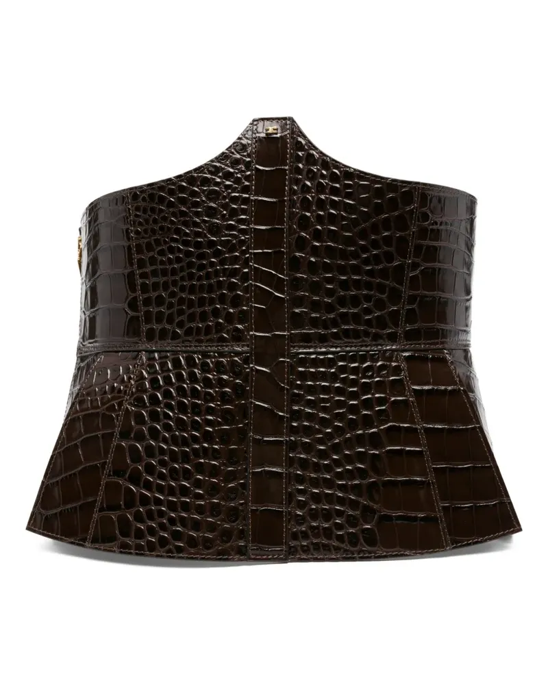 Elisabetta Franchi Gürtel mit Kroko-Optik - Braun Braun