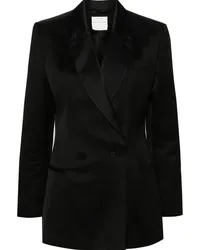 forte_forte Doppelreihiger Blazer aus Satin Schwarz