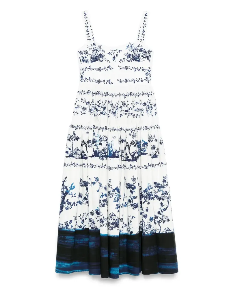 Erdem Midikleid mit Blumen-Print - Weiß Weiß