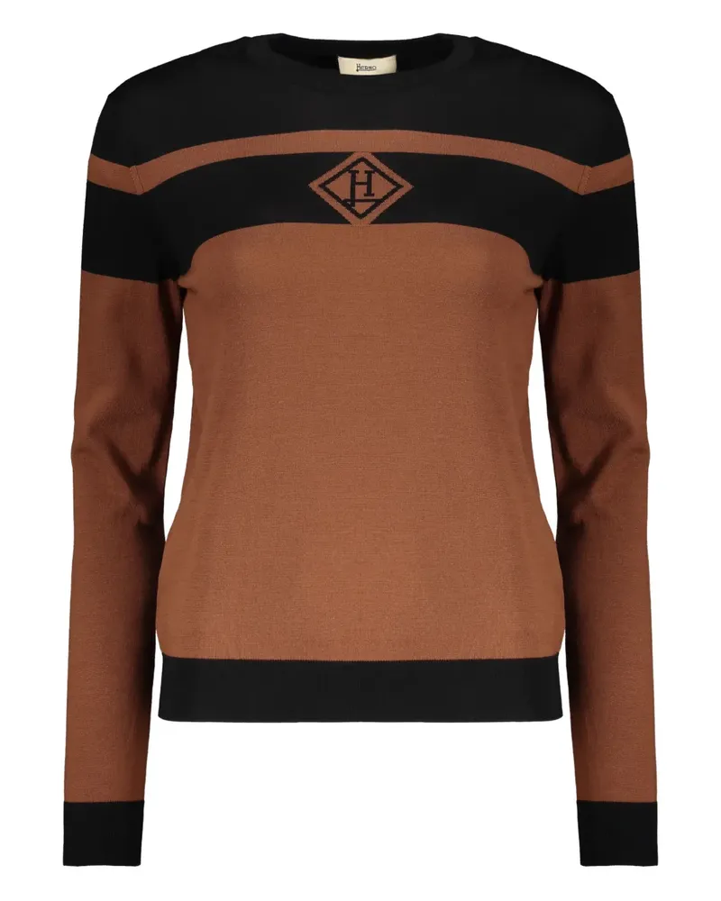 Herno striped logo-embroidered sweater - Braun Braun