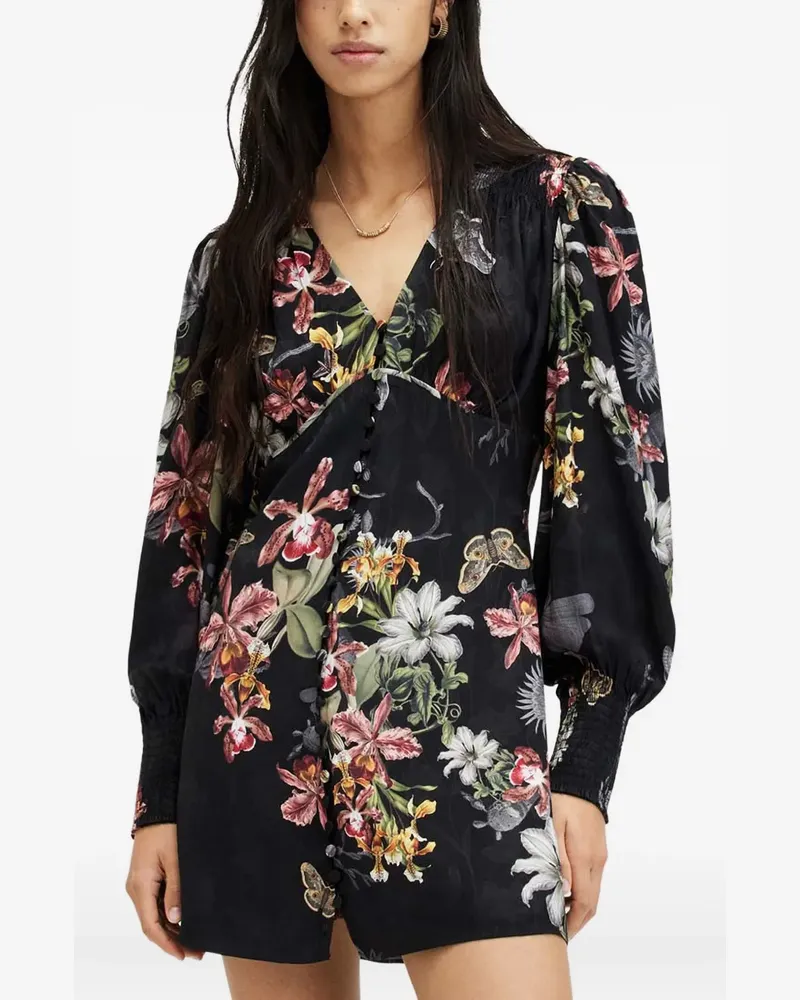 AllSaints Auden Kleid mit Knöpfen - Schwarz Schwarz
