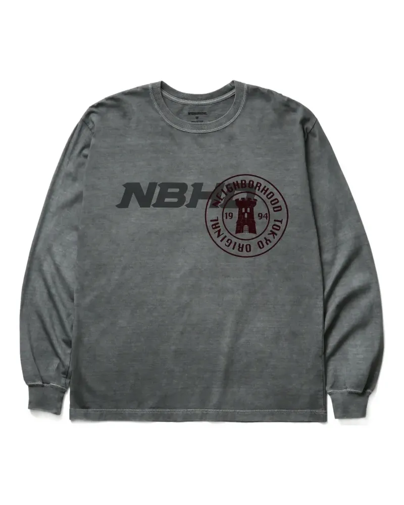 Neighborhood Langarmshirt mit Logo-Print - Grau Grau
