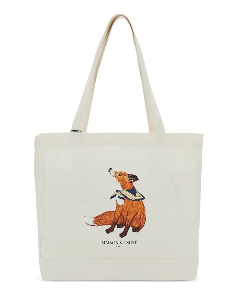 Kitsuné Fox-print tote bag - Weiß Weiß