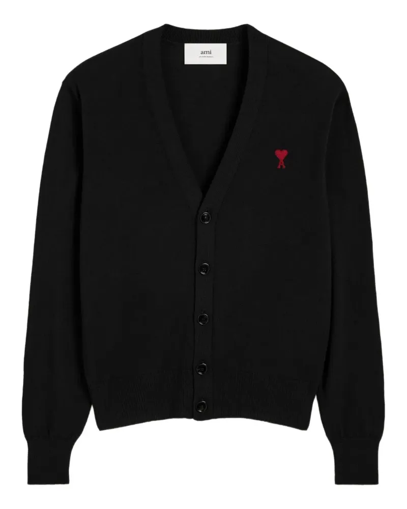 AMI Paris Cardigan mit Ami de Coeur-Motiv - Schwarz Schwarz