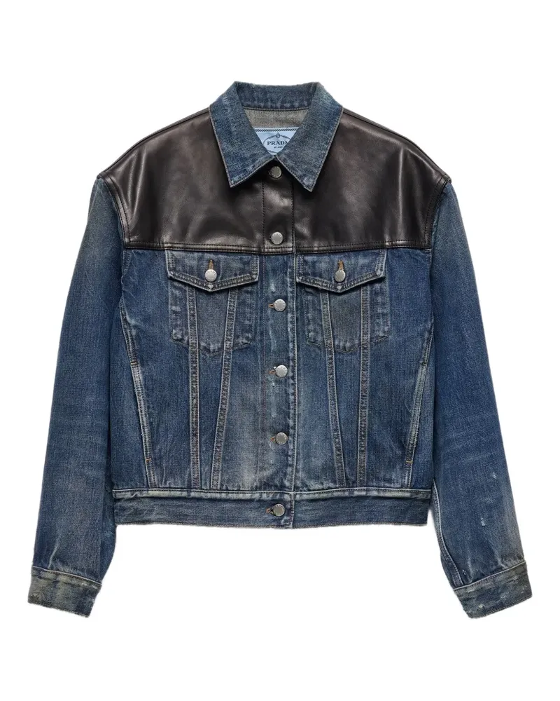 Prada Jeansjacke mit Kontrasteinsätzen - Blau Blau