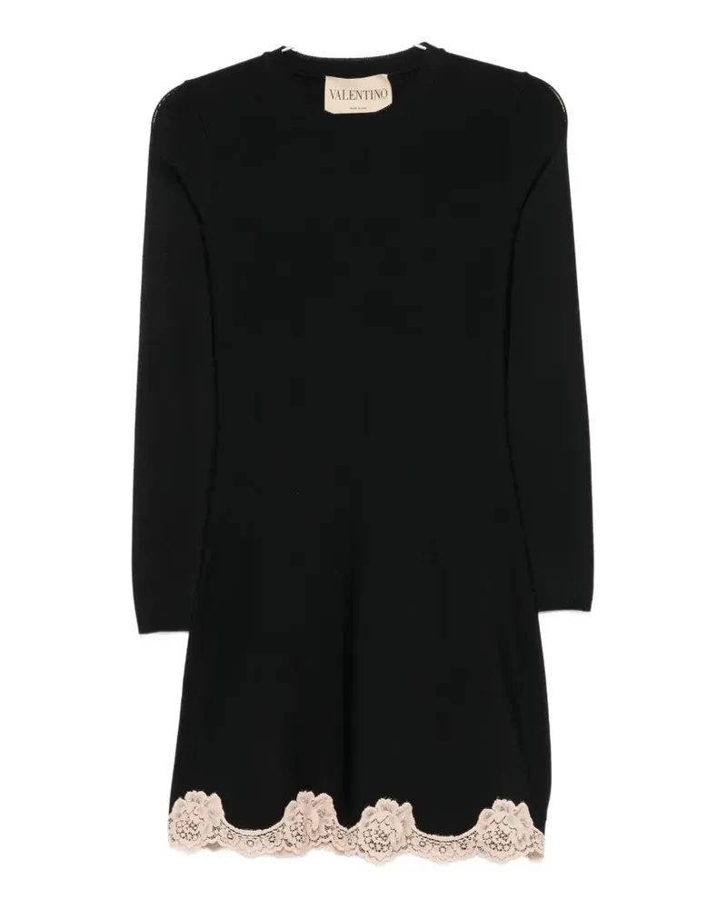 Valentino Garavani lace-trim long-sleeve mini dress - Schwarz Schwarz