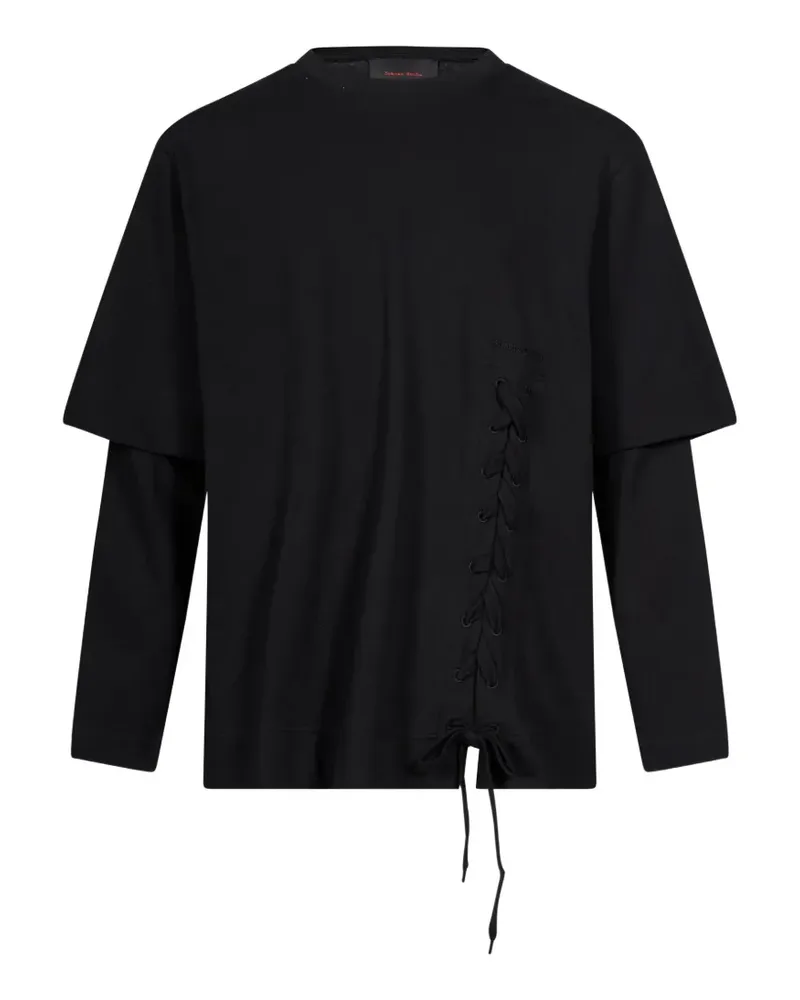 Simone Rocha T-Shirt im Layering-Look mit Schnürung - Schwarz Schwarz